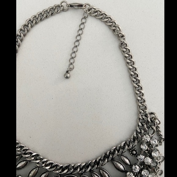 Multi layer boho silver statement necklace - Picture 2 of 3